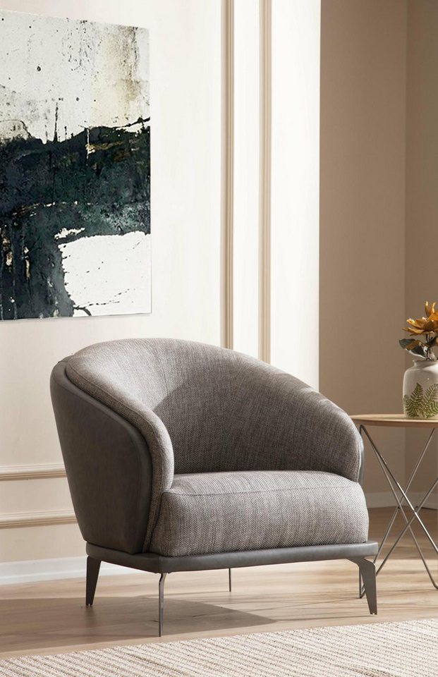 JVmoebel Sessel Eleganter Einzel-Luxus-Polsterstuhl in Grau Neuerscheinung (Sessel), Made in Europa von JVmoebel