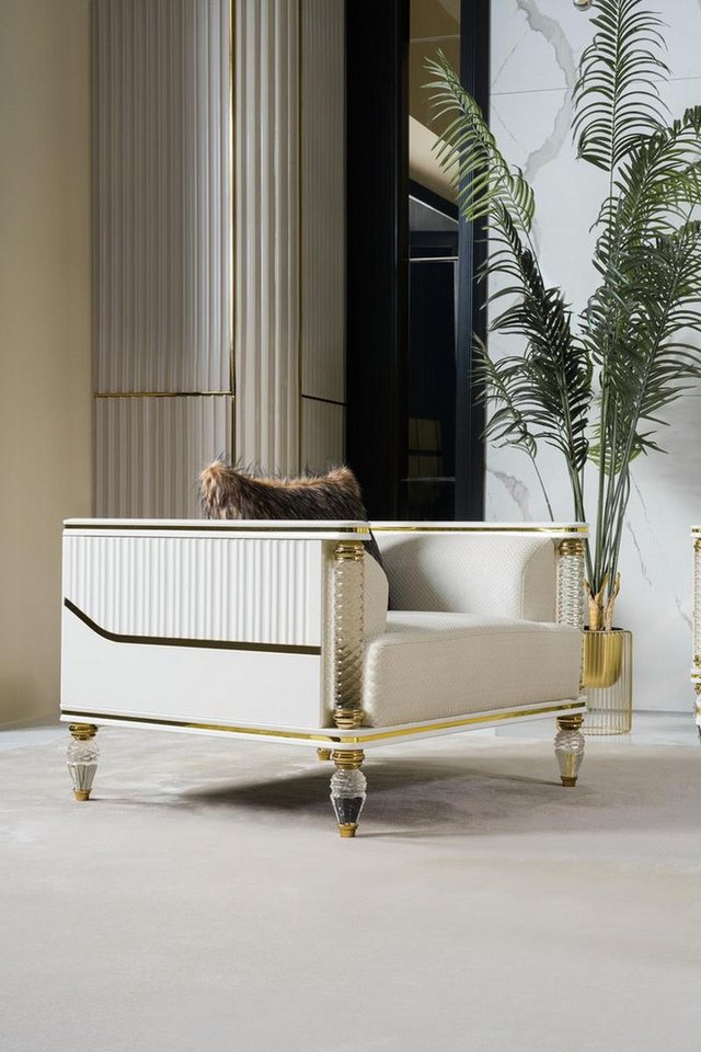 JVmoebel Sessel Eleganter Relaxsessel aus Textil in Weiß – Moderner Designstuhl (Sessel), Made in Europa von JVmoebel