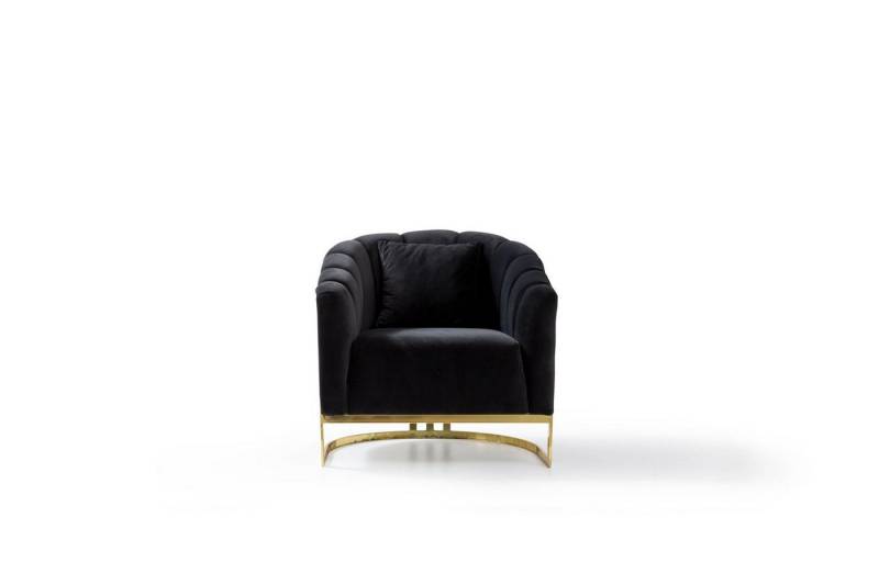 JVmoebel Sessel Exklusiver Club Sessel mit schwarzem Edelstahl-Luxusdesign (1-St., 1x Sessel), Made in Europa von JVmoebel