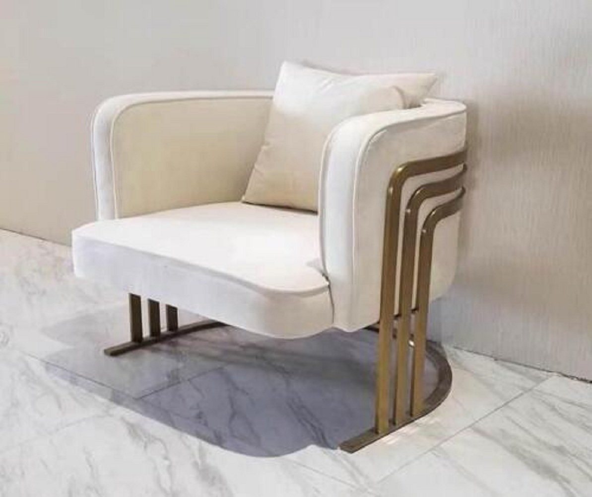 JVmoebel Sessel Hochwertig Textil Sessel Stilvolle Weiß Sessel modern Sessel Fernseh (1-St., 1x Sessel), Made in Europa von JVmoebel