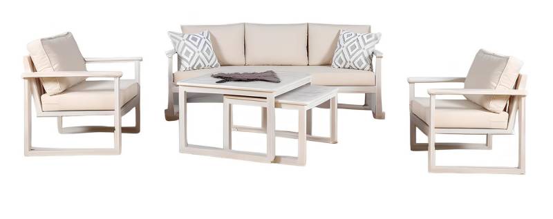 JVmoebel Gartenlounge-Set Lounge Möbel Sitzgruppe Gartenmöbel Sofa Sessel Couchtisch Wasserdicht, (4tlg. Gartenmöbel Set (Sofa 3 Sitzer + 2x Sessel + Couchtisch), Made in Europa von JVmoebel