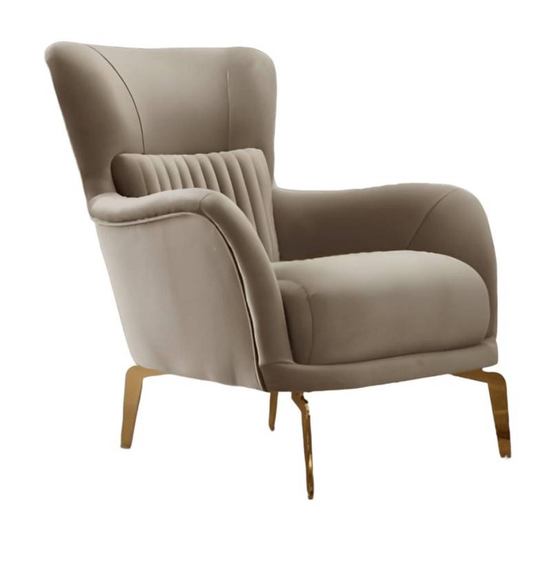 JVmoebel Polsterstuhl Luxus Sessel Polstersessel Wohnzimmer Einsitzer Stoff Beige Sitzer, Made in Europa von JVmoebel
