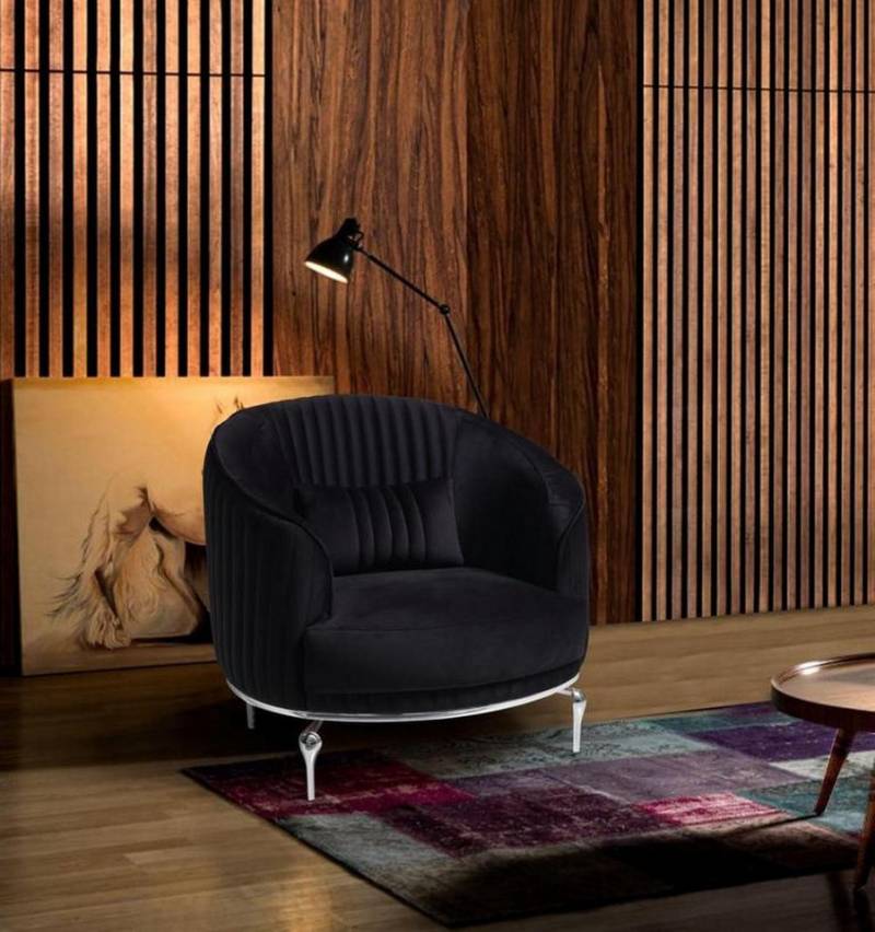 JVmoebel Polsterstuhl Luxus Sessel Wohnzimmer Modern Designer Schwarz Relax Club, Made in Europa von JVmoebel