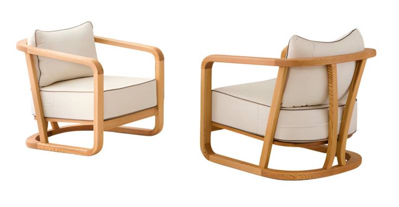 JVmoebel Sessel Moderne Beigefarbene Holz-Textil Sessel im eleganten Design (2-St., 2x Sessel), Made in Europe von JVmoebel