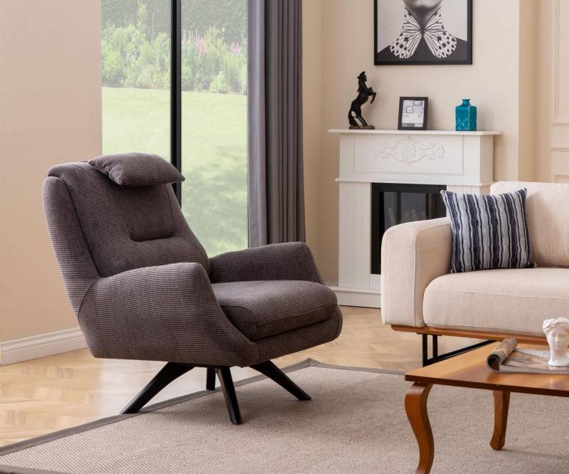 JVmoebel Sessel Moderner Club Lounge Sessel aus braunem Polstertextil (1-St., 1x Sessel), Made in Europa von JVmoebel