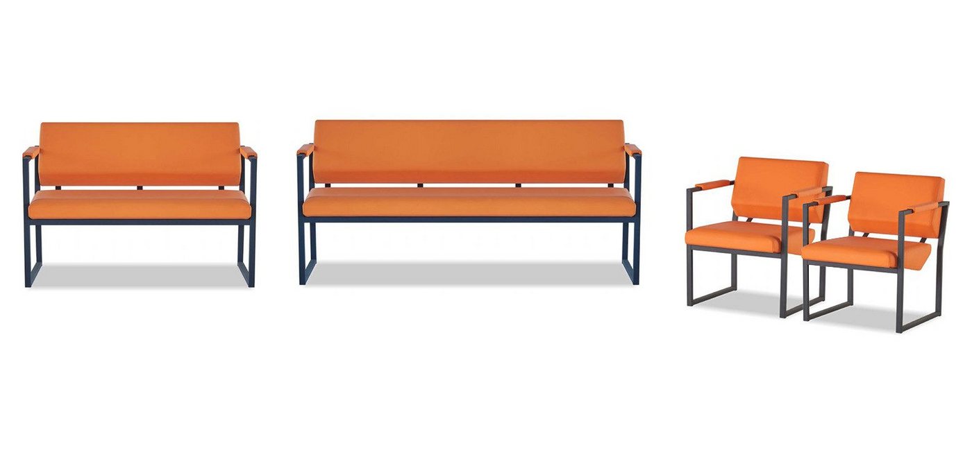 JVmoebel Büromöbel-Set Orange Kunstleder Arbeitszimmer Möbel 3-Sitzer Zweisitzer 2x Sessel, (1-tlg., Arbeitszimmer-Set 4tlg (3-Sitzer + 2-Sitzer + 2x Sessel), Made in Europa von JVmoebel