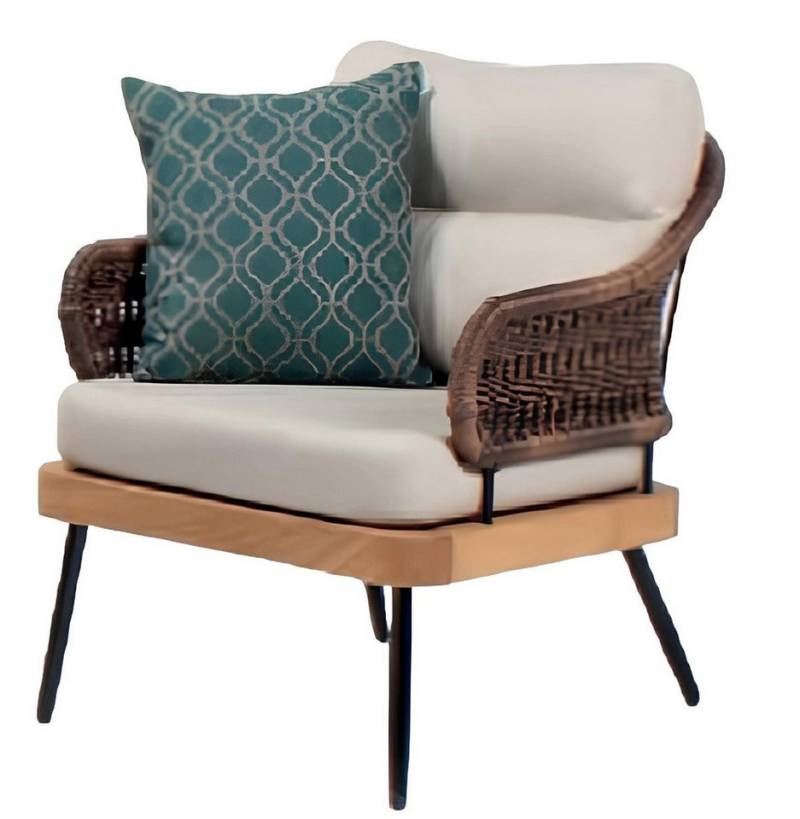 JVmoebel Gartensessel Sessel Beige Design Couch Sofa Relax Hochwertig Rattan Polster Sitzer (Sessel), Made in Europa von JVmoebel