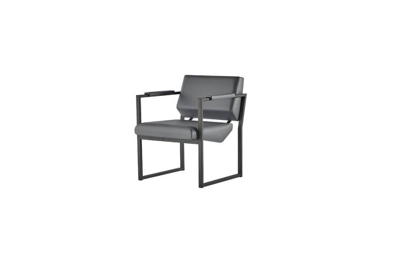 JVmoebel Sessel Bürostuhl Ergonomisch Vierseitig Edelstahl Schwarz Einfarbig Leder (Sessel), Made in Europa von JVmoebel