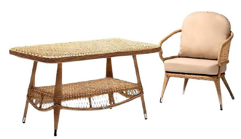 JVmoebel Gartenlounge-Set Rattan-Gartenmöbel: Stilvoller Tisch und bequeme Stühle für draußen, (2tlg Set(Sessel+Couchtisch), Made in Europa von JVmoebel