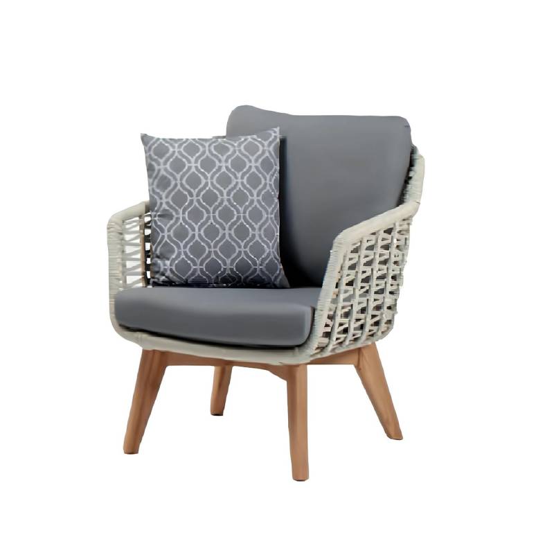 JVmoebel Gartensessel Sessel Design Grau Hochwertig Modern Rattan Lounge Club Polster Sitzer (Sessel), Made in Europa von JVmoebel