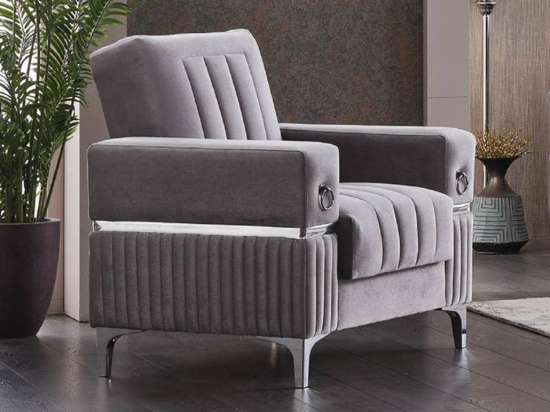 JVmoebel Loungesessel Grau Sessel Polstersessel Stoff Wohnzimmer Sitzer Moderne Einsitzer (1-St., Sessel), Made in Europa von JVmoebel