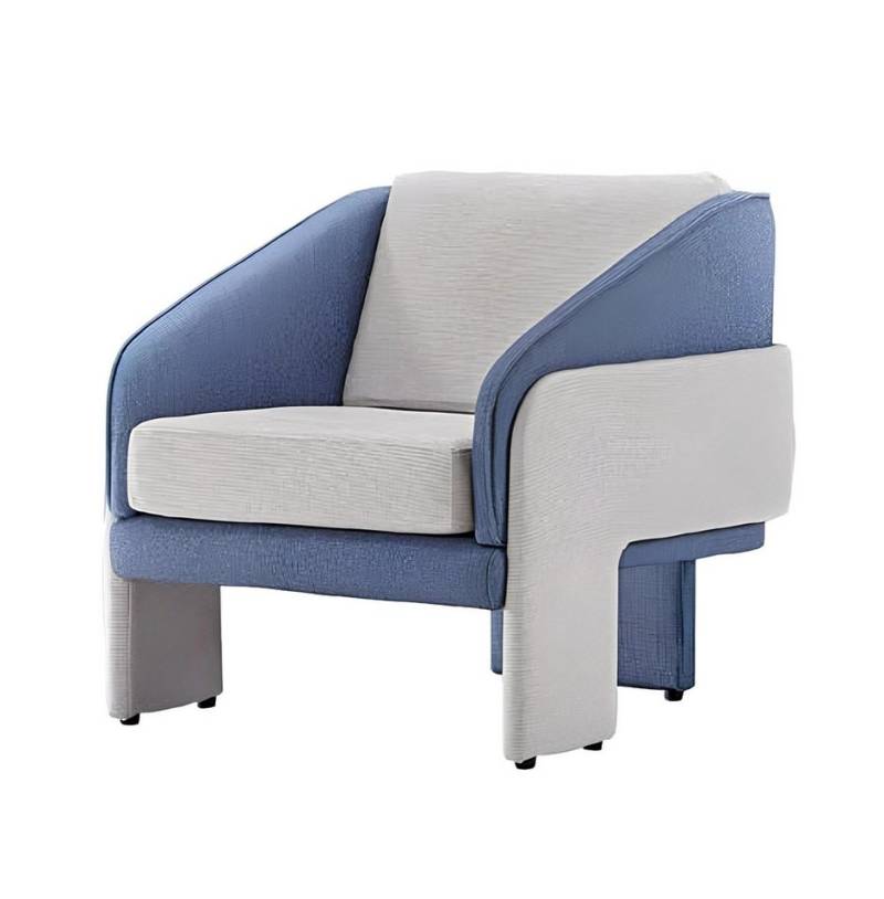 JVmoebel Sessel Weiß-Blauer Einsitzer Polster Relaxsessel Designer Wohnzimmer (1-St., Sessel), Made in Europa von JVmoebel