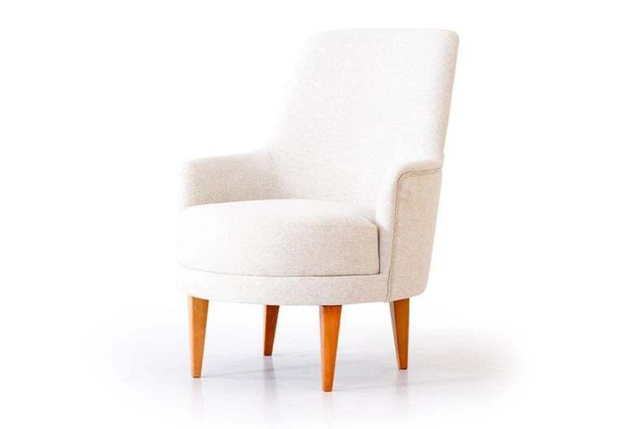 JVmoebel Sessel Weißer Textil Sessel Stilvoller Wohnzimmer Einsitzer Lehnsessel (1-St., 1x Sessel), Made in Europa von JVmoebel