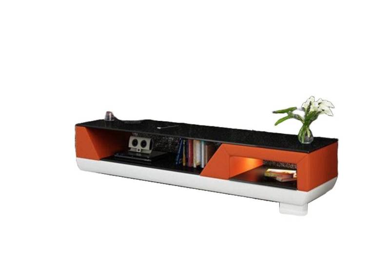 JVmoebel Lowboard rtv Kommode Schrank Möbel Low Board Kommoden Glas Leder Orange, Made in Europa von JVmoebel
