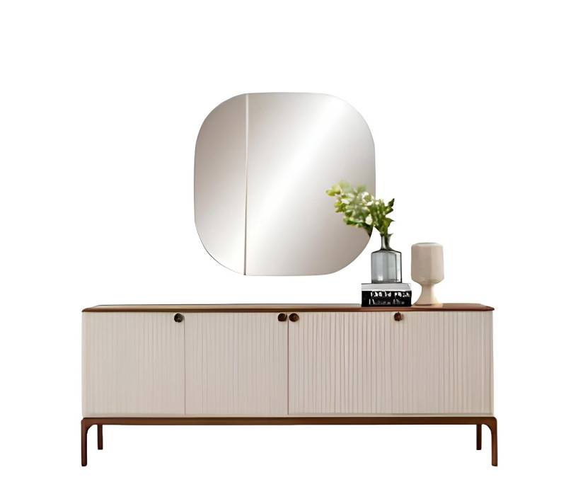 JVmoebel Sideboard Beige Sideboard mit Spiegel Wandkonsole Dekokonsole Tisch (2 St., Sideboard mit Spiegel), Made in Europa von JVmoebel
