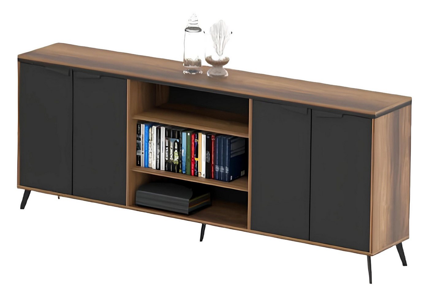 JVmoebel Sideboard Braun Grau Aktenschrank Schrank Office Ablagekommode Büroschrank (1 St., Sideboard), Made in Europa von JVmoebel