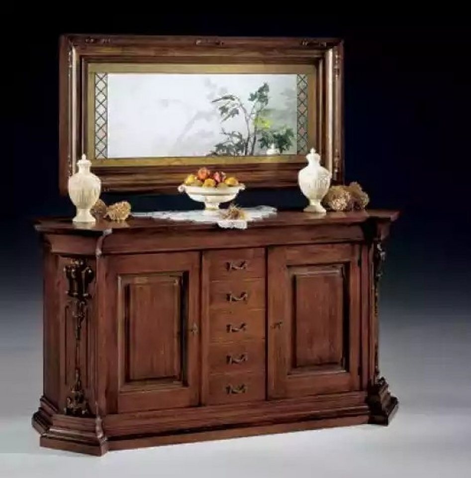 JVmoebel Sideboard Braune Kommode mit Spiegel - Klassisches Design Neu (2 St., Sideboard + Spiegel), Made in Europa von JVmoebel