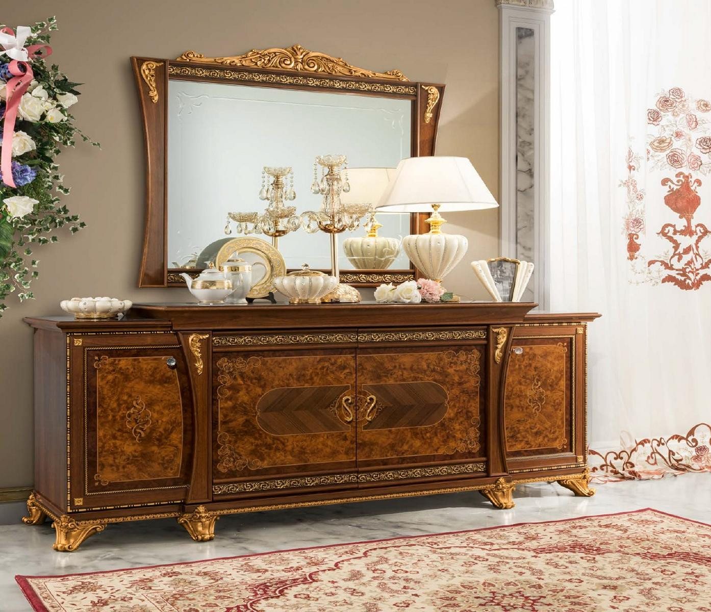 JVmoebel Sideboard Brauner Holzschrank mit Spiegel – Stilvolle Kommode im modernen Design (Sideboard mit spiegel), Made in Europa von JVmoebel