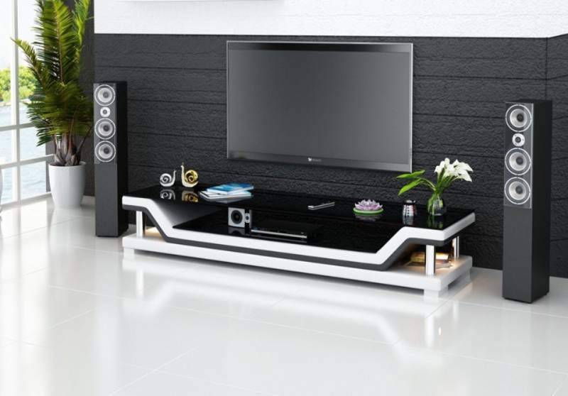 JVmoebel Lowboard Designer RTV TV Sideboard Leder Glas Tisch Fernseh Schrank Tisch, Made in Europa von JVmoebel