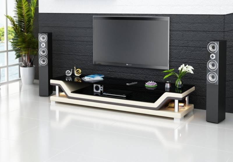 JVmoebel Lowboard Designer RTV TV Sideboard Leder Glas Tisch Fernseh Schrank Tisch, Made in Europa von JVmoebel