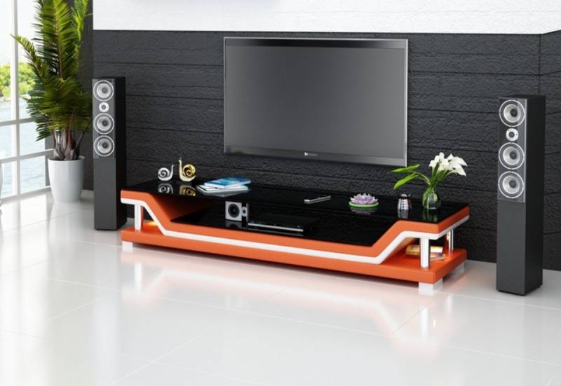 JVmoebel Lowboard Designer RTV TV Sideboard Leder Glas Tisch Fernseh Schrank Tisch, Made in Europa von JVmoebel