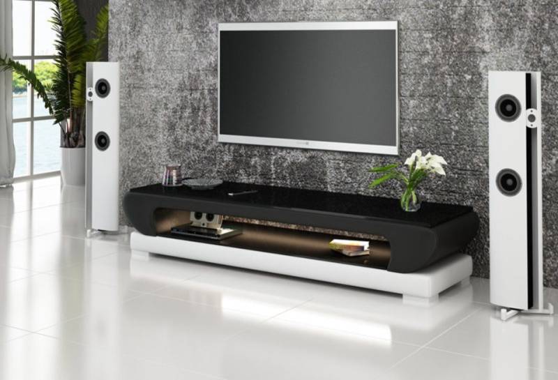 JVmoebel Lowboard Designer RTV TV Sideboard Leder Glas Tisch Fernseh Schrank Tisch, Made in Europa von JVmoebel