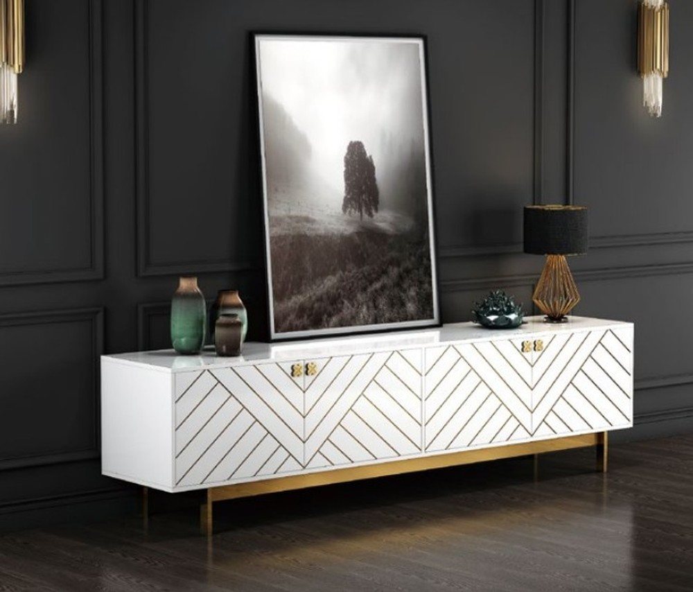 JVmoebel Sideboard Elegante Hochglanz Kommode aus Edelstahl – Moderne Anrichte USA, Made in Europa von JVmoebel