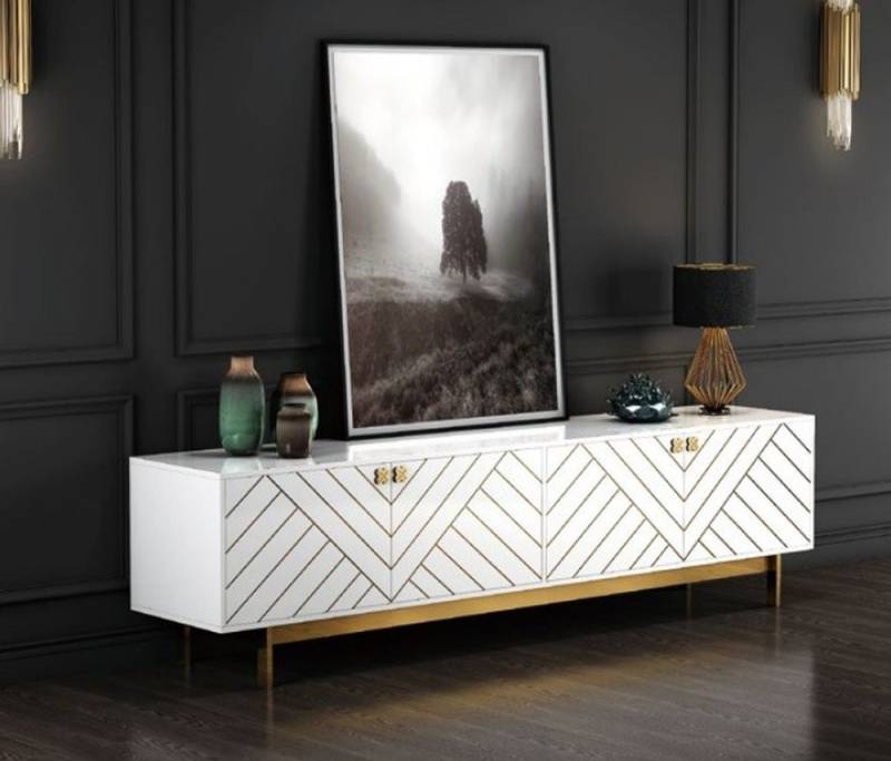 JVmoebel Sideboard Elegante Hochglanz Kommode aus Edelstahl – Moderne Anrichte USA, Made in Europa von JVmoebel