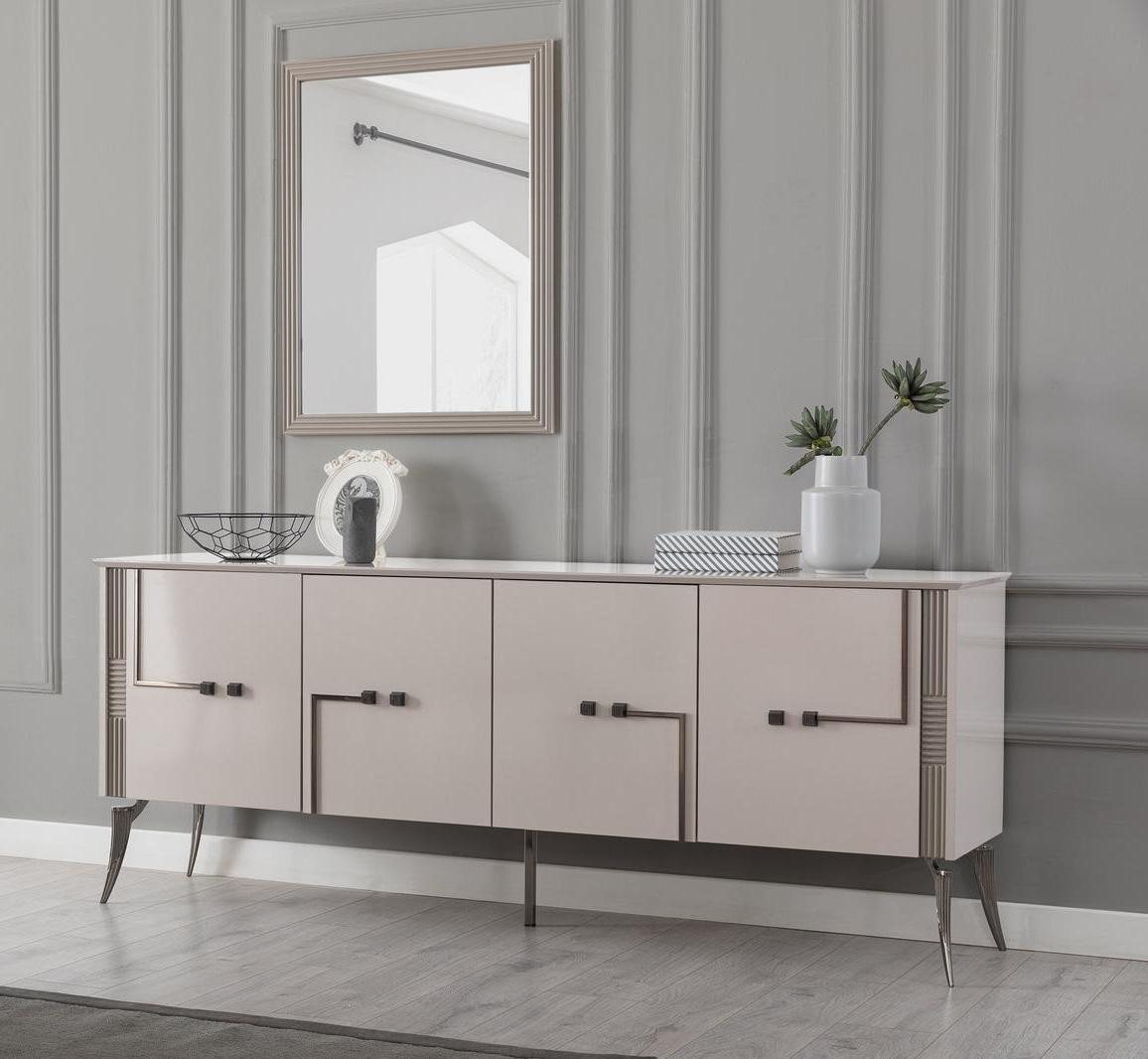 JVmoebel Sideboard Elegantes Esszimmer Set mit 4-türigem Designer Sideboard und Spiegel (2 St., 1x Sideboard + 1x Spiegel), Made in Europa von JVmoebel