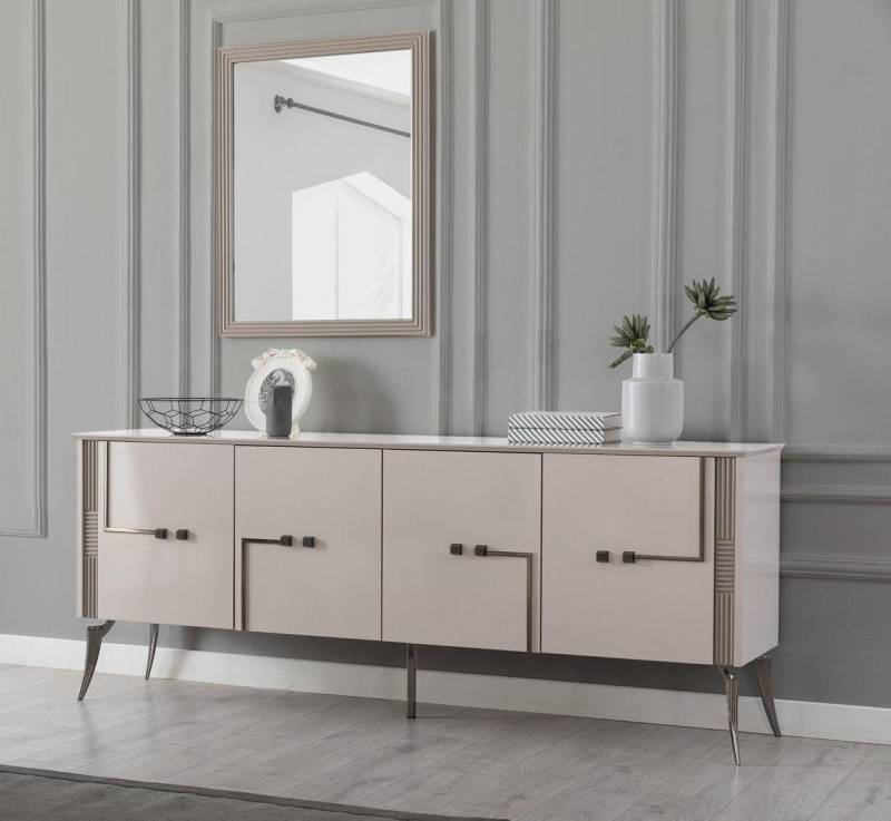 JVmoebel Sideboard Elegantes Esszimmer Set mit 4-türigem Designer Sideboard und Spiegel (2 St., 1x Sideboard + 1x Spiegel), Made in Europa von JVmoebel