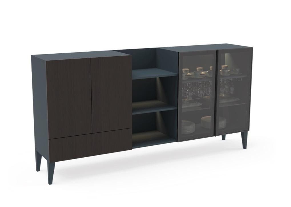 JVmoebel Sideboard Elegantes Sideboard Anrichte Kommode aus Holz in Braun und Schwarz (1 St., 1x Sideboard), Made in Europa von JVmoebel