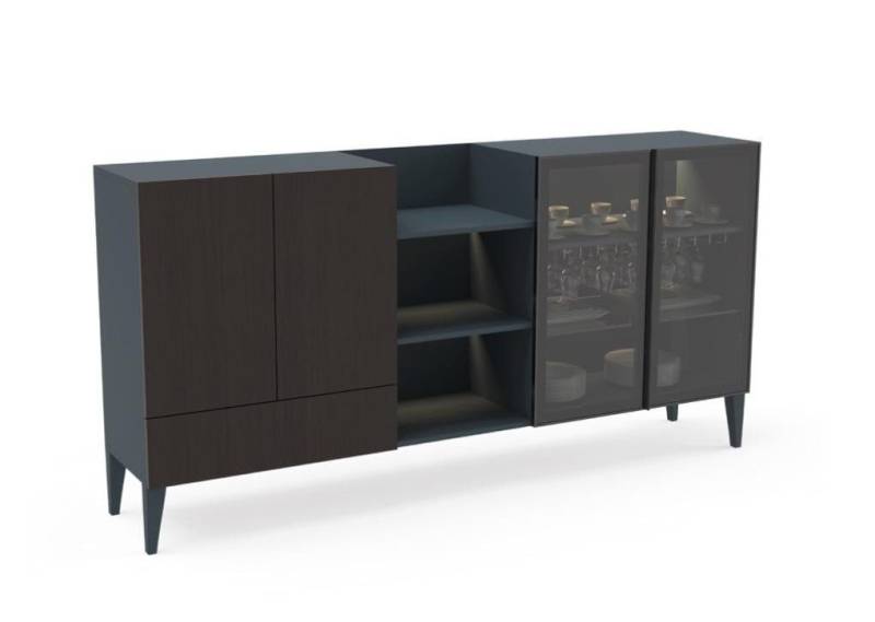 JVmoebel Sideboard Elegantes Sideboard Anrichte Kommode aus Holz in Braun und Schwarz (1 St., 1x Sideboard), Made in Europa von JVmoebel
