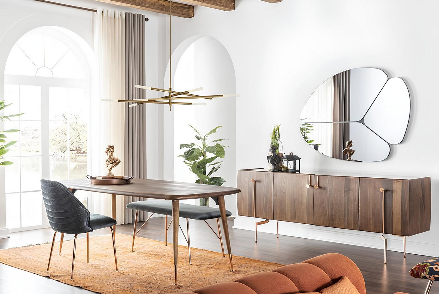 JVmoebel Esszimmer-Set Essgruppe Esszimmer Esstisch Stühle Sideboard Set 10tlg Holz Braun, (Sideboard), Made in Europa von JVmoebel