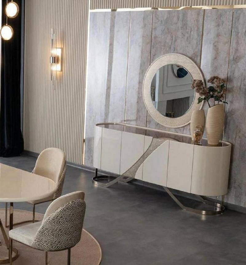 JVmoebel Sideboard Esszimmer Konsole Sideboard mit Spiegel Anrichte Schrank Verspiegelt (2 St., Sideboard + Spiegel), Made in Europa von JVmoebel