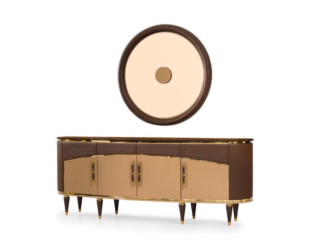 JVmoebel Sideboard Exklusive Anrichte Designer Rundspiegel Wohnzimmer Möbel von JVmoebel