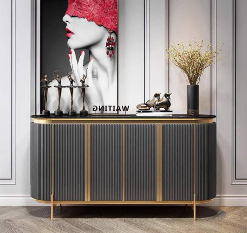 JVmoebel Sideboard Grau Sideboard Luxus Designer Holz Regal Schrank Möbel Kommode (1 St., Sideboard), Made in Europa von JVmoebel