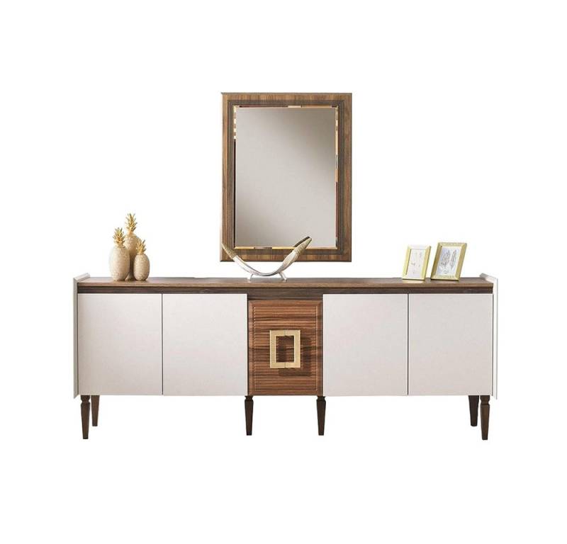 JVmoebel Sideboard Gruppe Sideboard Spiegel Holz Kommode Anrichte Modern Braun (2 St., Sideboard + Spiegel), Made in Europa von JVmoebel