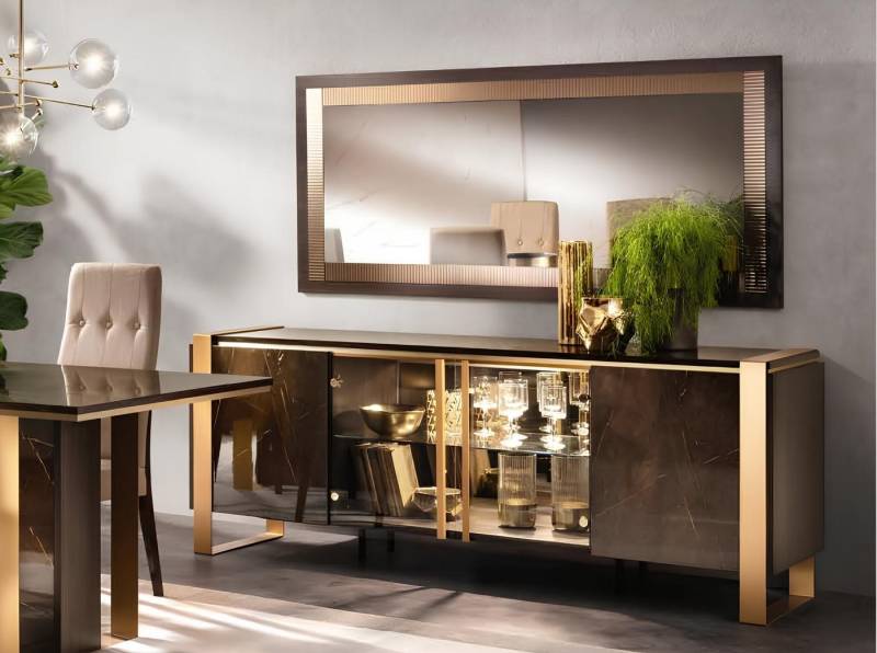 JVmoebel Sideboard Handgefertigte Holz Buffet-Anrichte mit Spiegel und Regalen, Made in Europa JVmoebel Sideboard Handgefertigte Holz Buffet-Anrichte mit Spiegel und Regalen, Made in Europa von JVmoebel