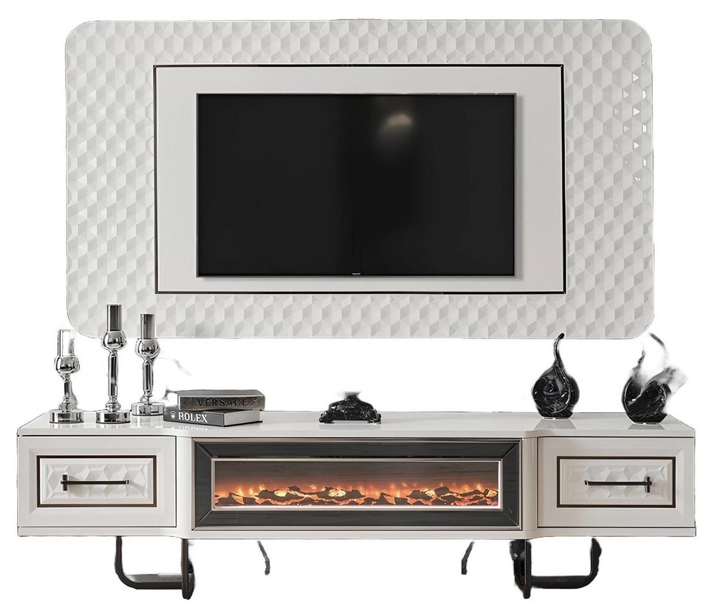 JVmoebel TV-Board Kamin Sideboard Fernseher Ständer rtv Kommode 2tlg., Made in Europa JVmoebel TV-Board Kamin Sideboard Fernseher Ständer rtv Kommode 2tlg., Made in Europa von JVmoebel