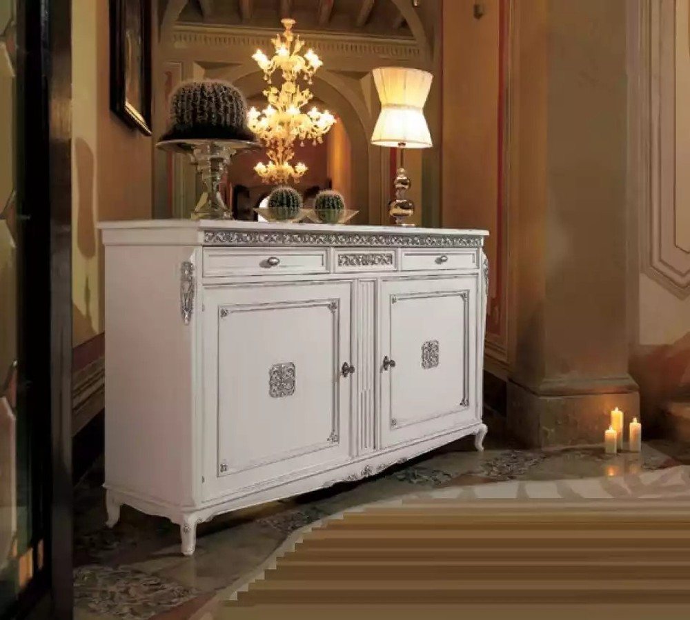 JVmoebel Sideboard Luxuriöses Weißes Sideboard aus Holz für das Wohnzimmer (1 St., Sideboard), Made in Europa von JVmoebel