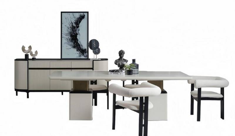 JVmoebel Esszimmer-Set Luxus Esszimmer Set Esstisch mit Sideboard Tisch Schrank Holzmöbel, (2-St., Esstisch + Sideboard), Made in Europa von JVmoebel