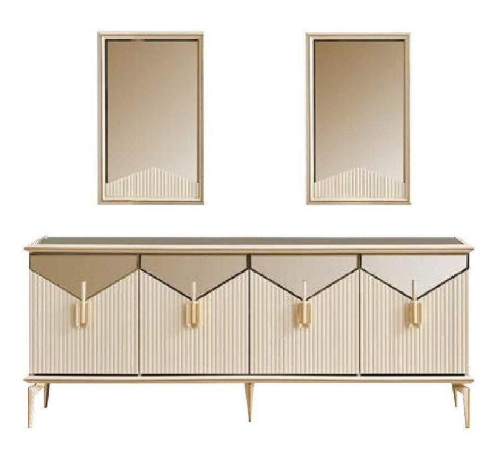 JVmoebel Sideboard Luxus Sideboard Anrichte Schrank Kommode Holzschrank Holz Beige Gold (1 St., Sideboard), Made in Europa von JVmoebel