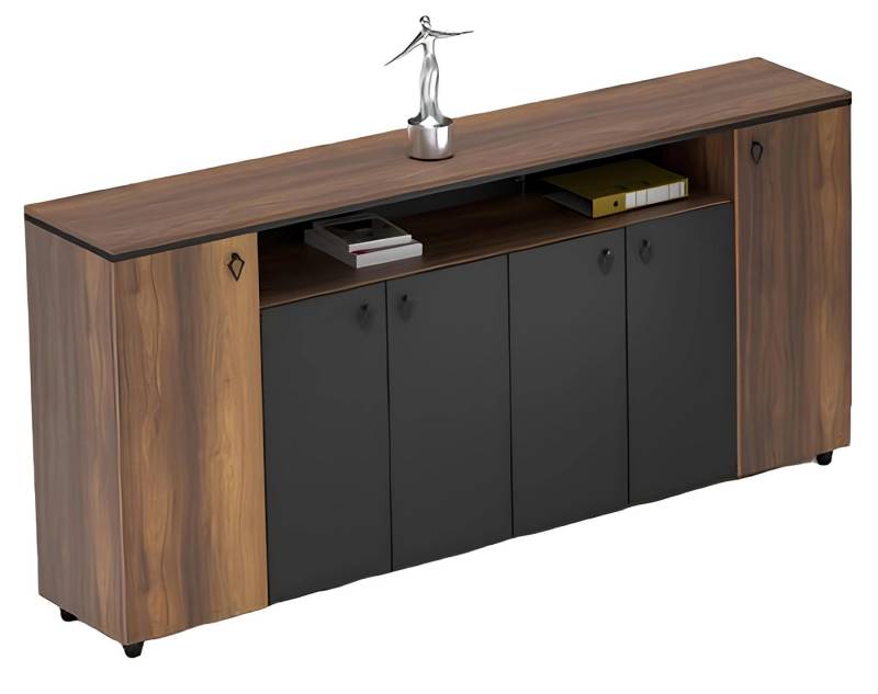 JVmoebel Aktenschrank Modern Sideboard Schrank Flügeltürschrank Arbeitszimmer Braun Schwarz (1-St., Sideboard) Made in Europa von JVmoebel
