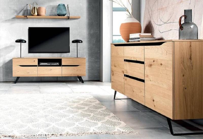 JVmoebel Sideboard Modern Wohnwand TV-Lowboard Wandregal Wohnzimmer Luxuriöses Sideboard (3 St., 3tlg. Wohnzimmer Set (TV-Lowboard + Wandregal + Sideboard)(TRK), Made in Europa von JVmoebel