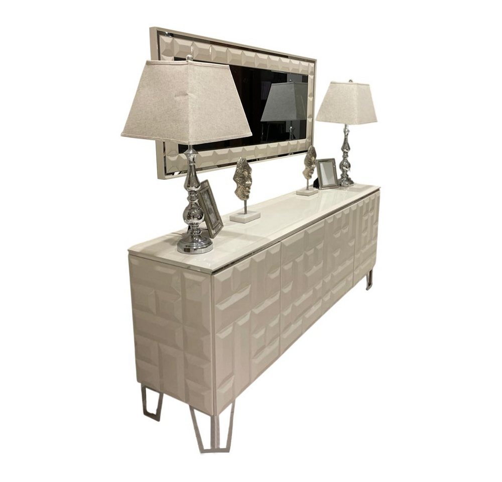 JVmoebel Sideboard Moderne Kommode in Weiß mit rechteckigem Spiegel (2 St., Kommode + Spiegel), Made in Europa von JVmoebel