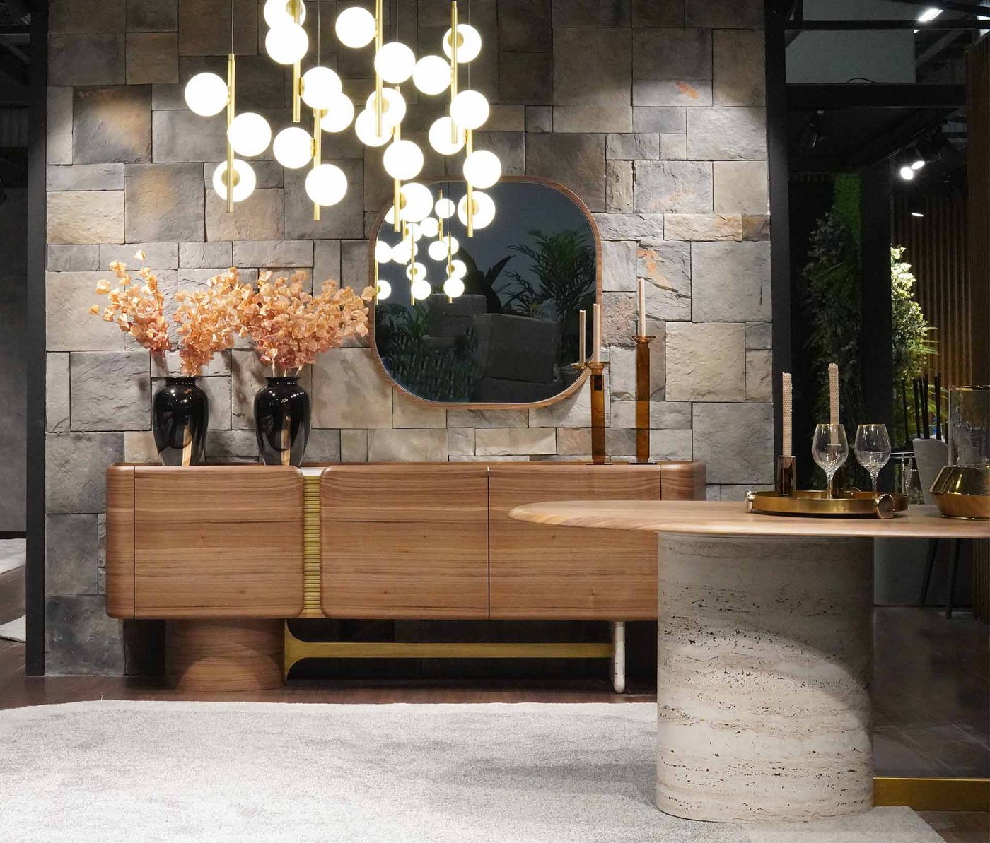 JVmoebel Sideboard Moderne Kommode mit Anrichte und Spiegel im braunen Design Set (2 St., 1x Sideboard + 1x Spiegel), Made in Europa von JVmoebel