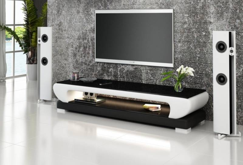 JVmoebel Lowboard RTV TV SIDEBOARD LEDER GLAS TISCH FERNSEH SCHRANK TISCH, Made in Europa von JVmoebel