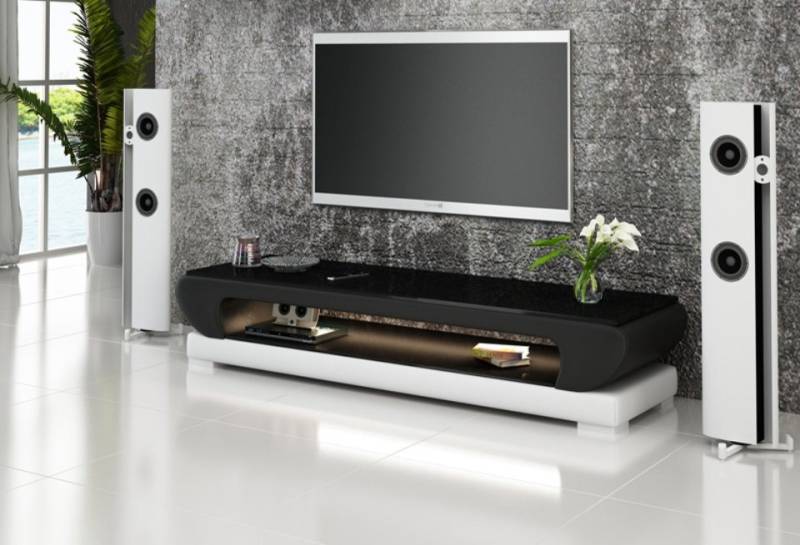 JVmoebel Lowboard RTV TV SIDEBOARD LEDER GLAS TISCH FERNSEH SCHRANK TISCH, Made in Europa von JVmoebel