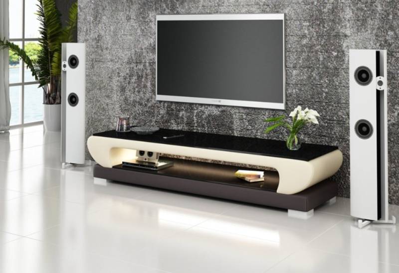 JVmoebel Lowboard RTV TV SIDEBOARD LEDER GLAS TISCH FERNSEH SCHRANK TISCH, Made in Europa von JVmoebel