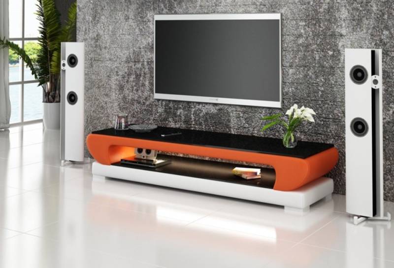 JVmoebel Lowboard RTV TV SIDEBOARD LEDER GLAS TISCH FERNSEH SCHRANK TISCH, Made in Europa von JVmoebel